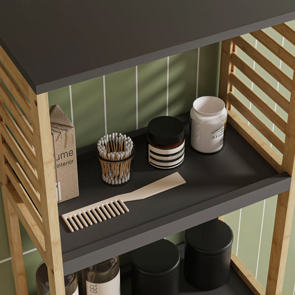 Estantería de baño Kydesby de  niveles bambú  Natural/Gris [en.casa]