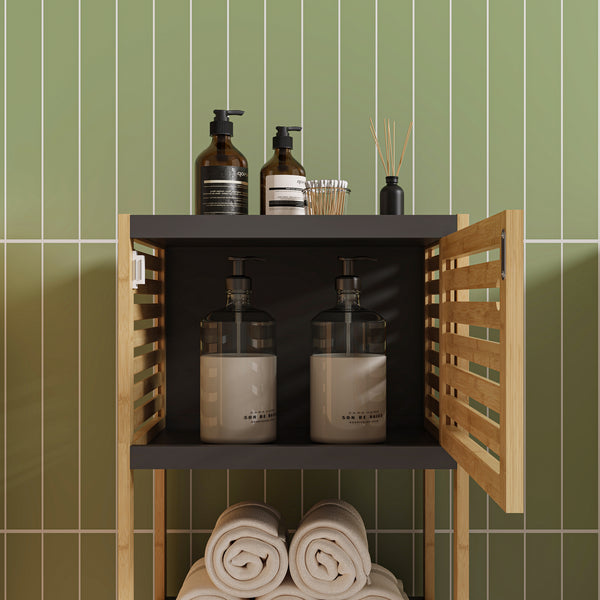 Estantería de baño Kydesby de  niveles bambú  Natural/Gris [en.casa]
