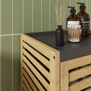 Estantería de baño Kydesby de  niveles bambú  Natural/Gris [en.casa]
