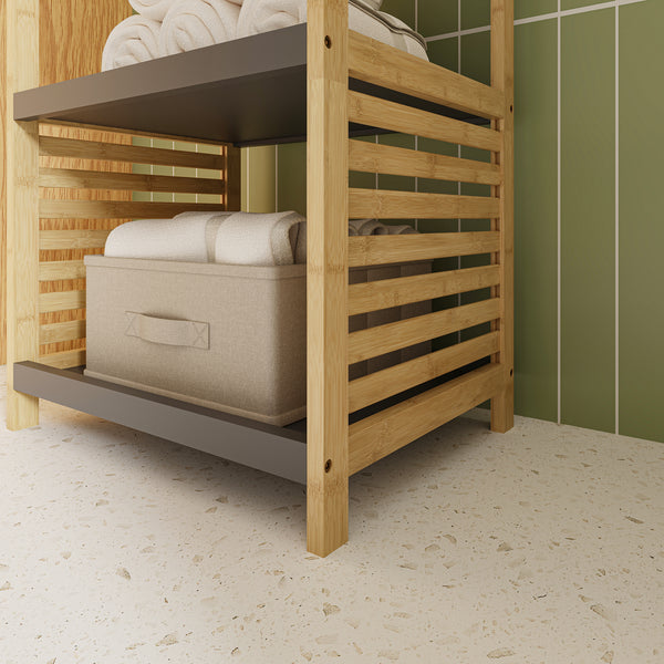 Estantería de baño Kydesby de  niveles bambú  Natural/Gris [en.casa]