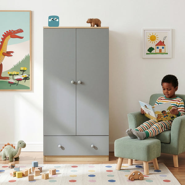 Armario ropero infantil Beldinupp con 2 puertas 123x60x40 cm [en.casa]