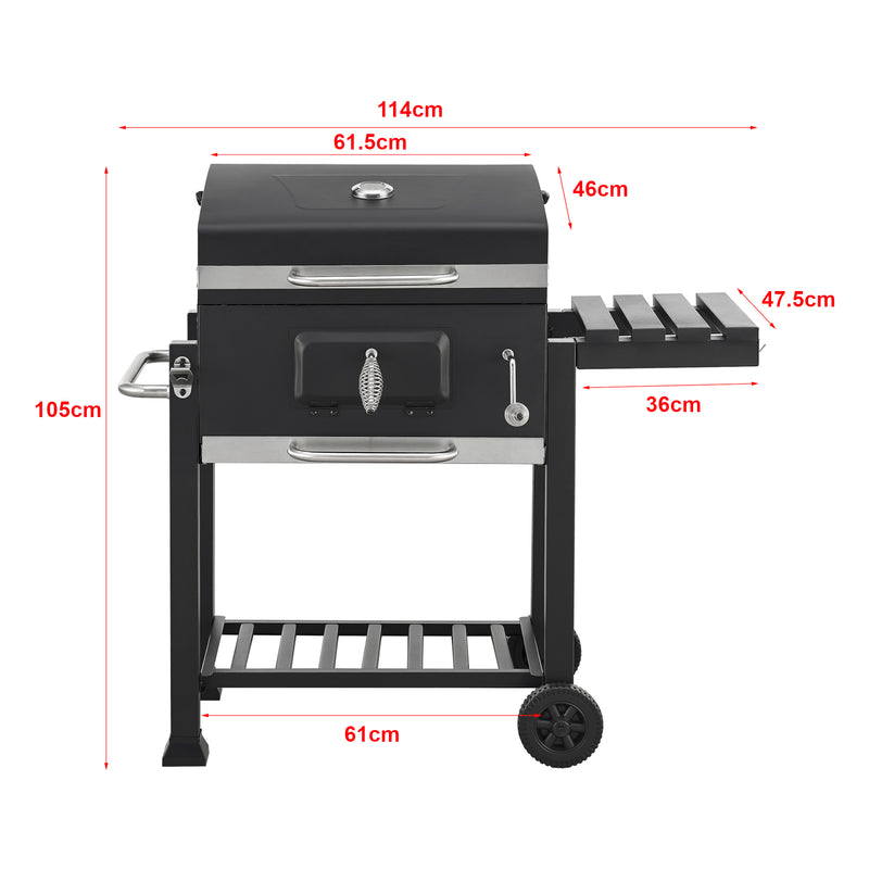 Esquema acotado Carro de barbacoa Arnad negro [casa.pro]