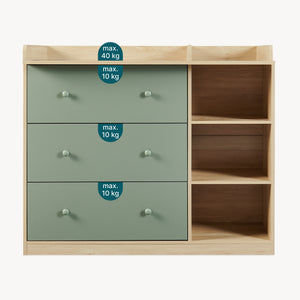 Cómoda Beldinupp con cambiador extraíble 3 cajones 93x110x55 cm [en.casa]