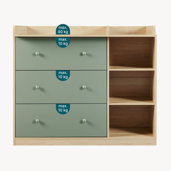 Cómoda Beldinupp con cambiador extraíble 3 cajones 93x110x55 cm [en.casa]