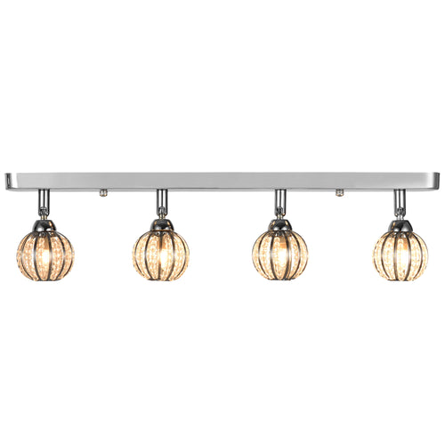 Lámpara de techo 4 bolas de cristal 49cm Lámpara de techo moderna Lámpara de efecto [Lux.Pro]