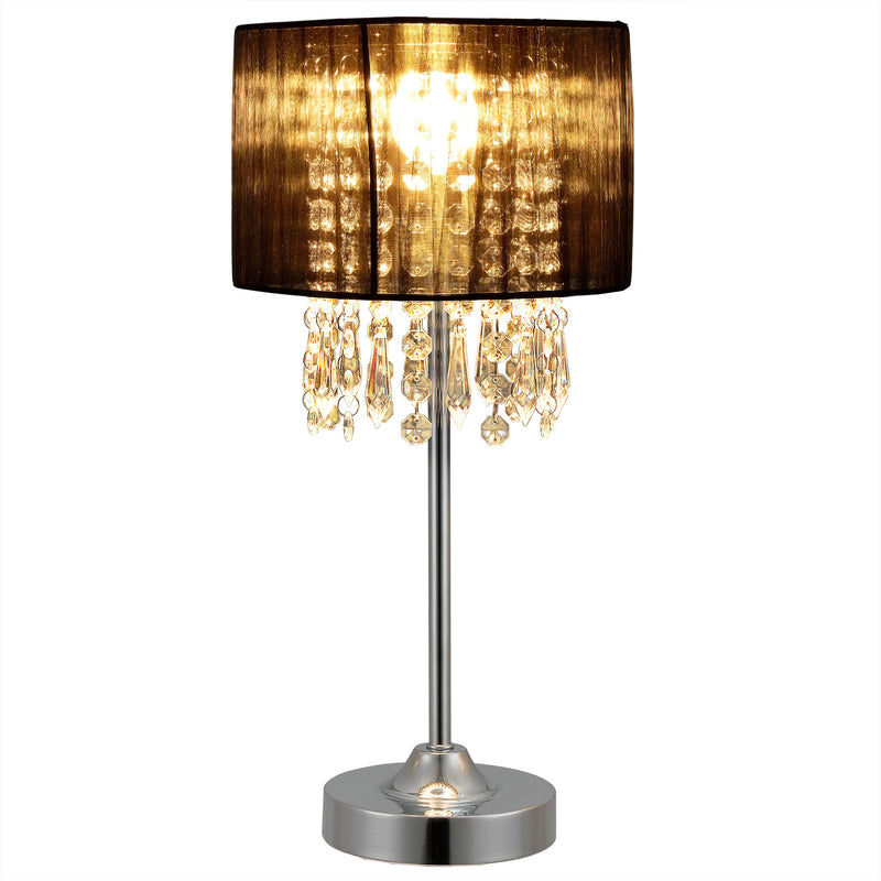 Esquema acotado Lámpara de mesa negra [40 cm x Ø20 cm] Lámpara de mesa cristal tela [lux.pro]