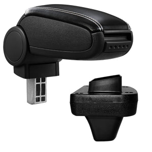 Reposabrazos central a medida para Opel Astra K, tapa de cuero sintético y tela, negro con costuras de colores [pro.tec] - premiumXL