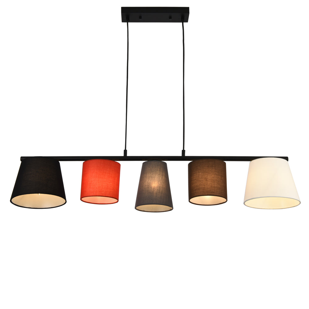 Lámpara colgante Mysen 5 luces tela negro lux.pro - premiumXL