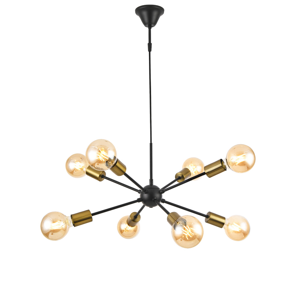 Lámpara colgante Amiens 8 luces E27 negro / color latón [lux.pro] - premiumXL