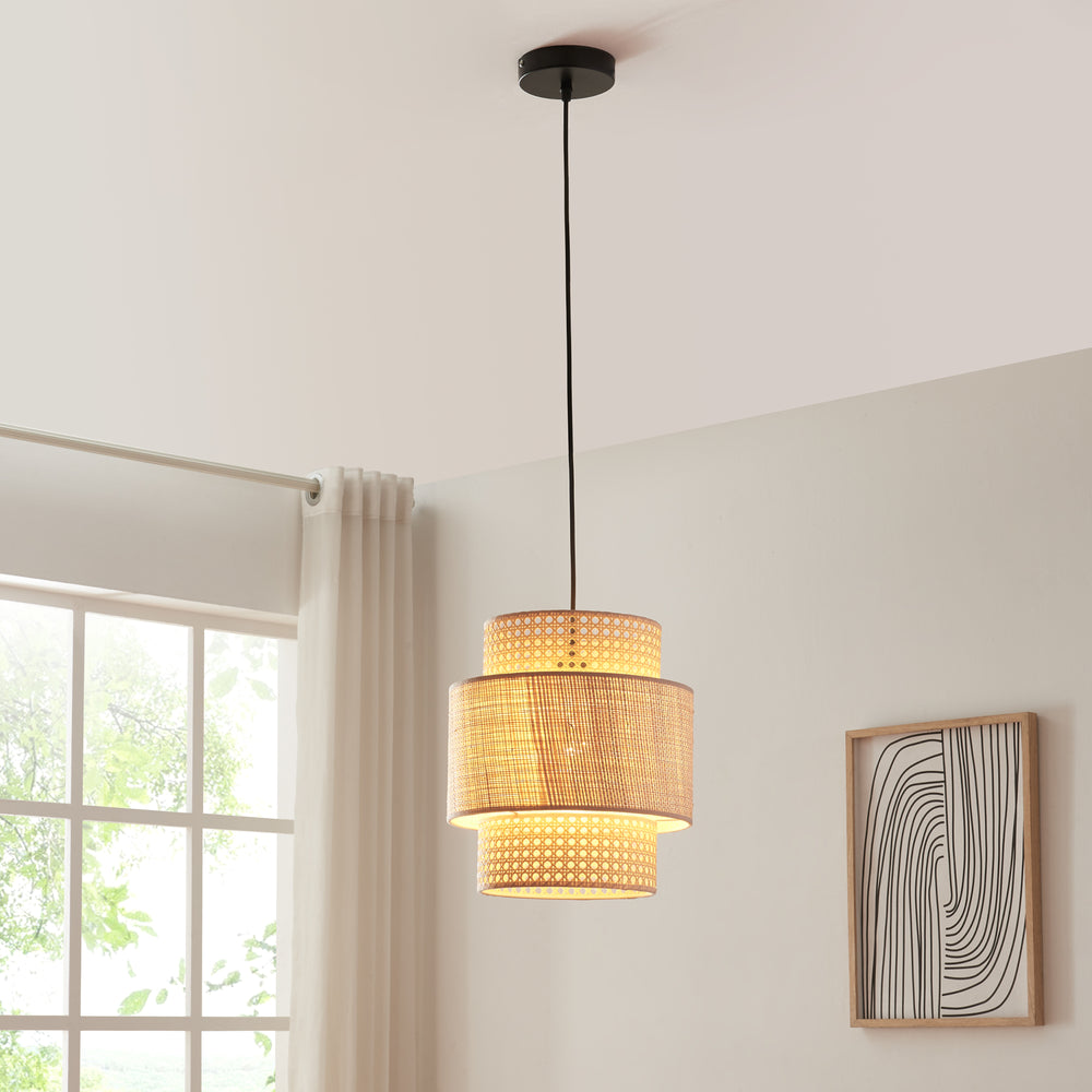 Lámpara colgante Biggar aspecto ratán/patrón trenzado [lux.pro] - premiumXL