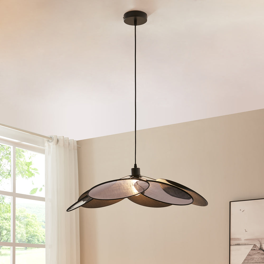 Lámpara colgante Blackwood metal/textil negro [lux.pro] - premiumXL