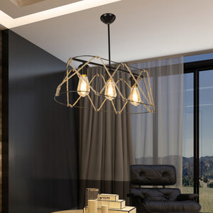 Lámpara colgante Harrogate negro / color yute en varios tamaños [lux.pro]