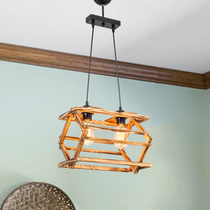 Lámpara colgante Kettering madera maciza 2xE27 / 3xE27 negro / aspecto madera en varios tamaños [lux.pro]