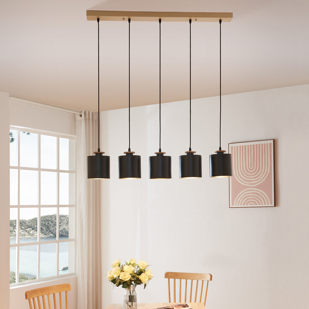 Lámpara colgante Posdand 130x90x14 cm madera/negro [lux.pro] - premiumXL