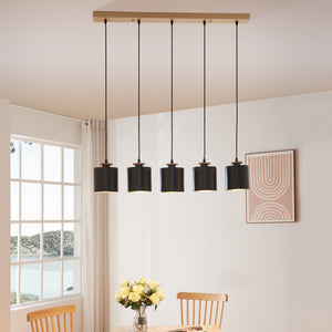 Lámpara colgante Posdand 130x90x14 cm madera/negro [lux.pro] - premiumXL