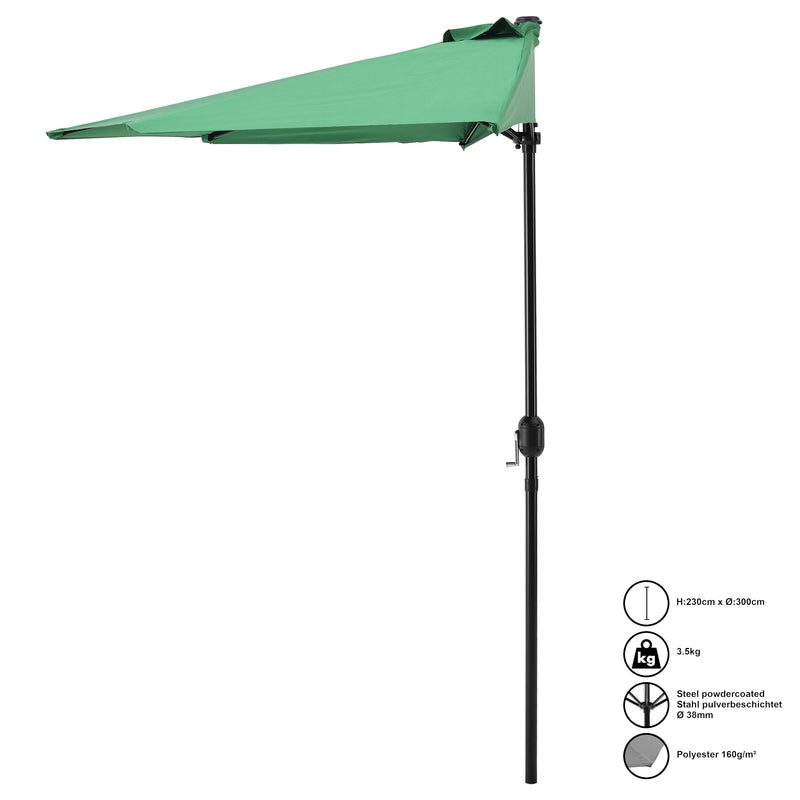 Esquema acotado Parasol semicircular Eger Ø300 en varios colores [casa.pro]