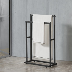 Toallero con 2 barras 78 x 48 x 24 cm negro [en.casa] - premiumXL