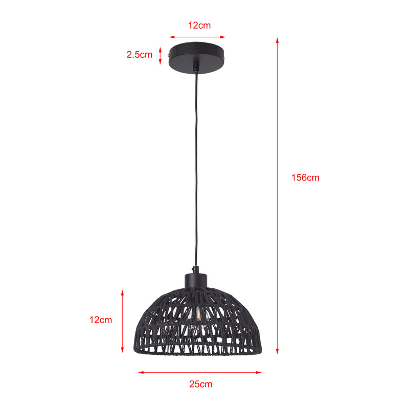 Esquema acotado Lámpara colgante Alton Metal+Ratán [lux.pro]