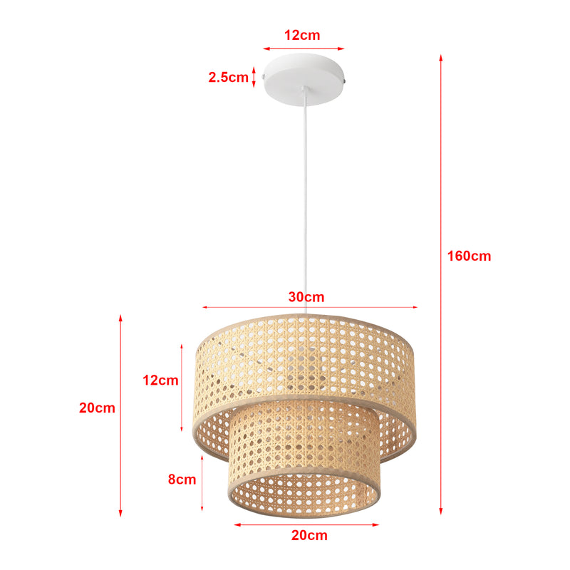 Esquema acotado Lámpara colgante Ascot aspecto ratán [lux.pro]
