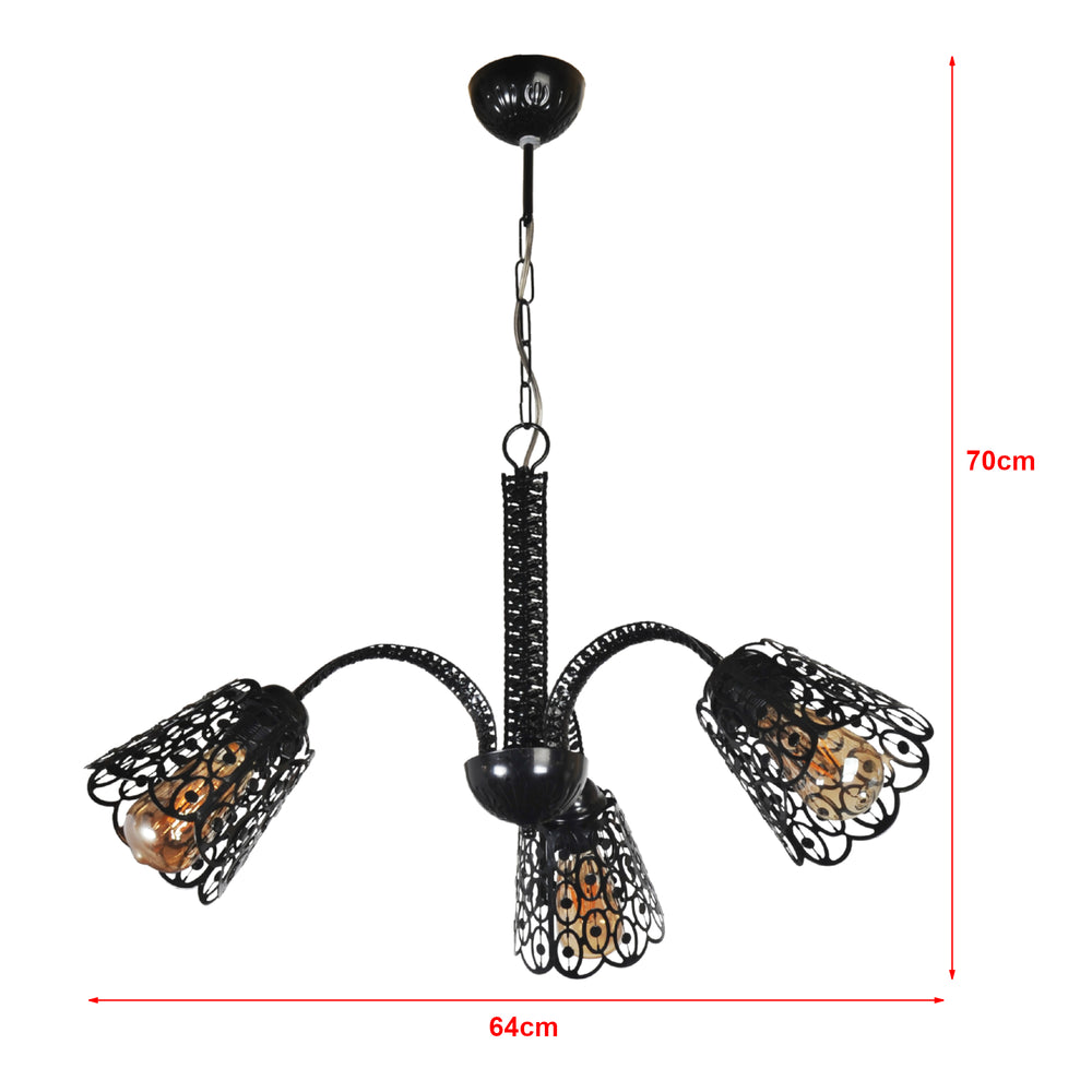 Lámpara colgante Garforth negra 3/4 llamas [lux.pro]