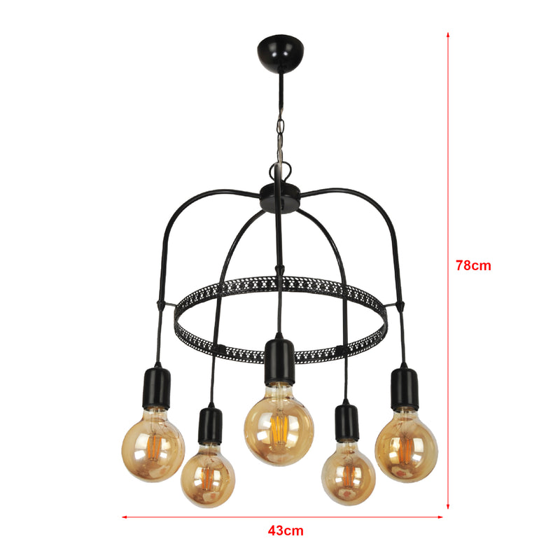 Esquema acotado Lámpara colgante Llandudno E27 metal en varios colores y tamaños [lux.pro]