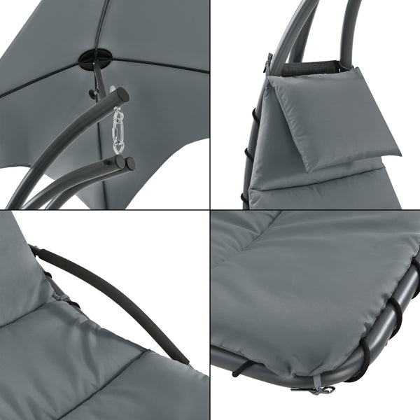 Tumbona colgante con toldo en varios colores en.casa