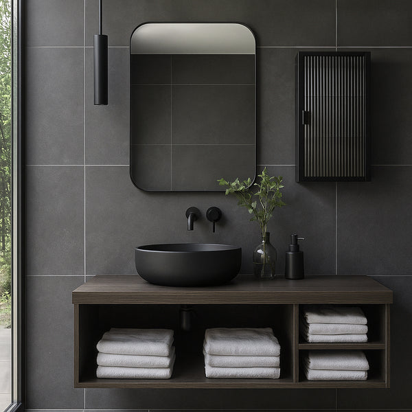 Armario de pared Zundert puerta de vidrio 60x35x15 cm - [en.casa]