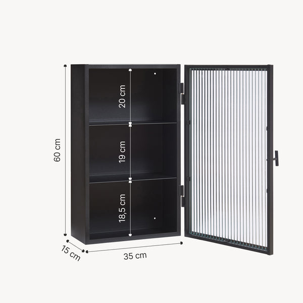 Armario de pared Zundert puerta de vidrio 60x35x15 cm - [en.casa]