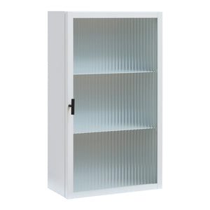 Armario colgante Zundert con puerta de vidrio acanalado 60x35x15 cm acero [en.casa]