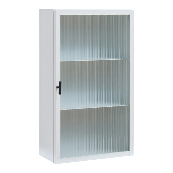 Armario colgante Zundert con puerta de vidrio acanalado 60x35x15 cm acero [en.casa]