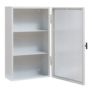 Armario colgante Zundert con puerta de vidrio acanalado 60x35x15 cm acero [en.casa]