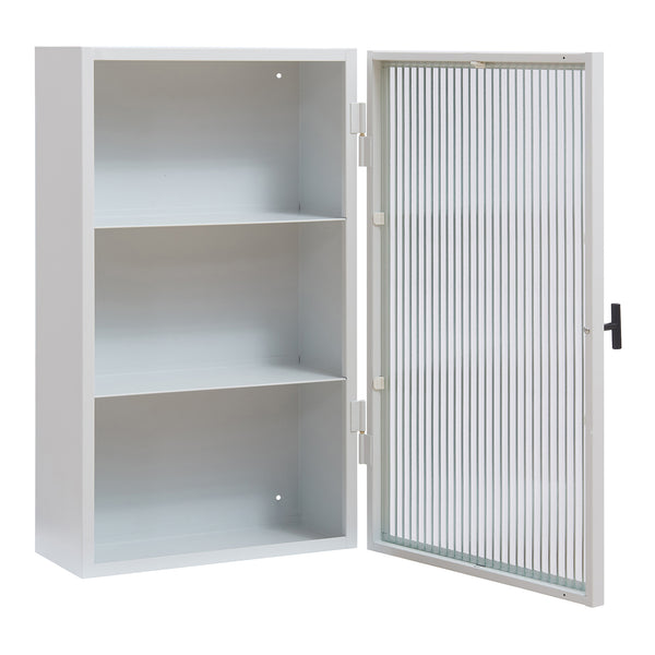 Armario colgante Zundert con puerta de vidrio acanalado 60x35x15 cm acero [en.casa]