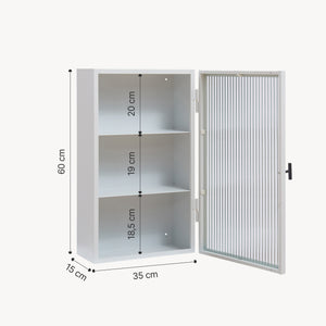 Armario colgante Zundert con puerta de vidrio acanalado 60x35x15 cm acero [en.casa]