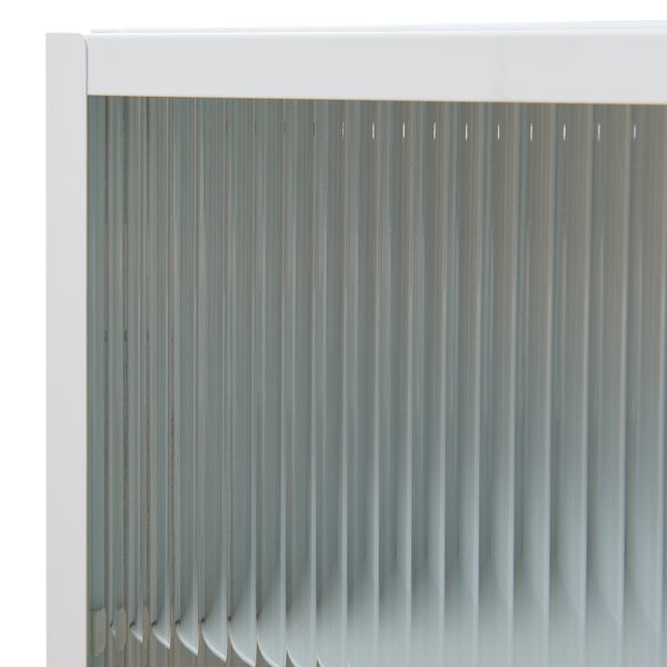 Armario colgante Zundert con puerta de vidrio acanalado 60x35x15 cm acero [en.casa]