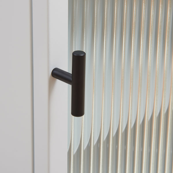 Armario colgante Zundert con puerta de vidrio acanalado 60x35x15 cm acero [en.casa]