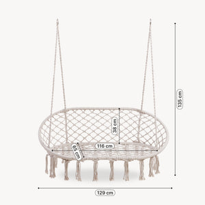 Sillón colgante Kailua diseño boho 135x129x65cm - Blanco crema casa.pro