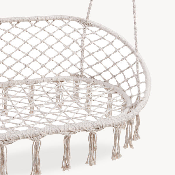Sillón colgante Kailua diseño boho 135x129x65cm - Blanco crema casa.pro
