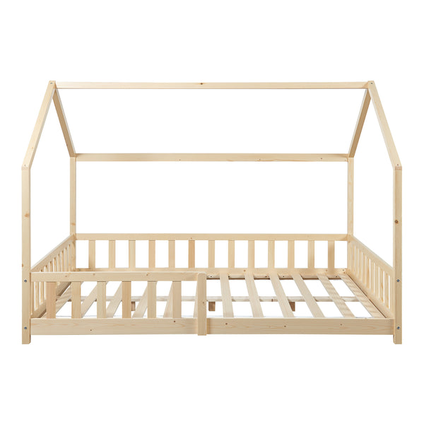 Cama casita Hesel con colchón y protección contra caídas Blanco [en.casa]