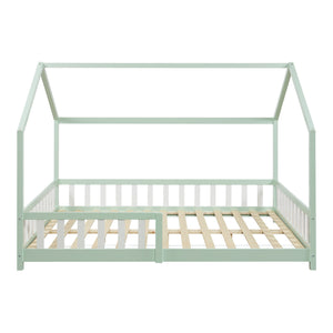 Cama casita Hesel con colchón y protección contra caídas Blanco [en.casa]