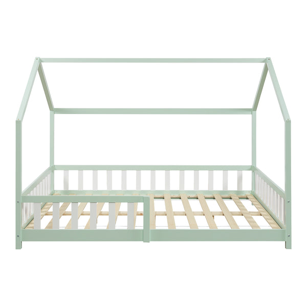 Cama casita Hesel con colchón y protección contra caídas Blanco [en.casa]