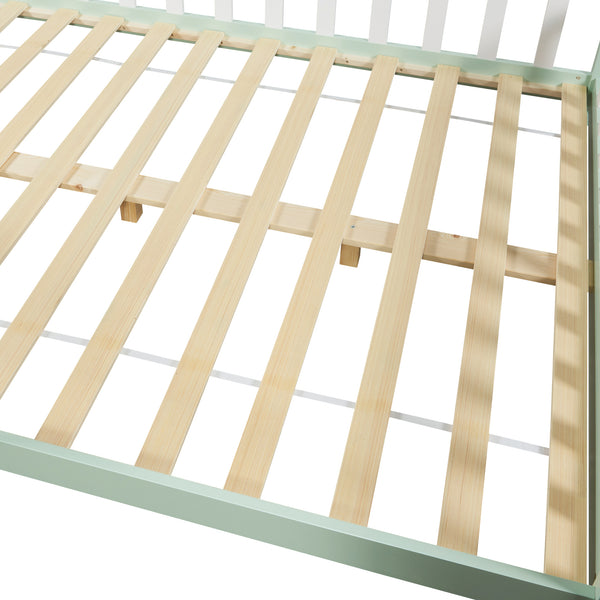 Cama casita Hesel con colchón y protección contra caídas Blanco [en.casa]