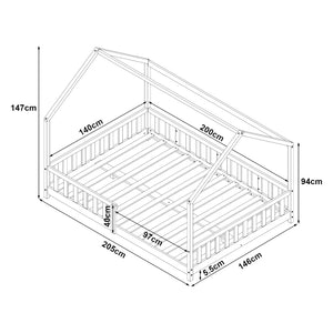 Cama casita Hesel con colchón y protección contra caídas Blanco [en.casa]