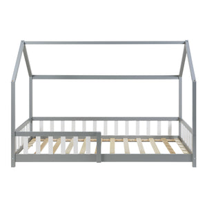 Cama casita Hesel con colchón y protección contra caídas Blanco [en.casa]