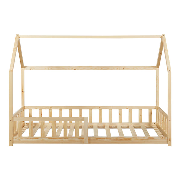 Cama casita Hesel con colchón y protección contra caídas Blanco [en.casa]