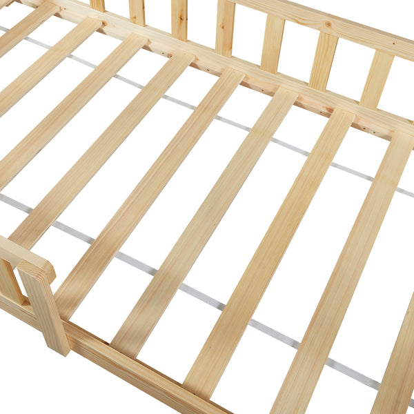 Cama casita Hesel con colchón y protección contra caídas Blanco [en.casa]