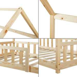 Cama casita Hesel con colchón y protección contra caídas Blanco [en.casa]