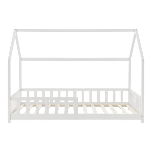 Cama casita Hesel con colchón y protección contra caídas Blanco [en.casa]