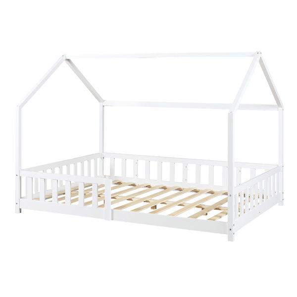 Cama casita Hesel con protección contra caídas [en.casa]