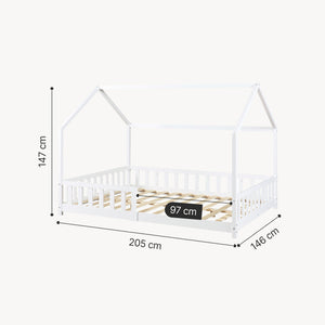 Cama casita Hesel con protección contra caídas [en.casa]