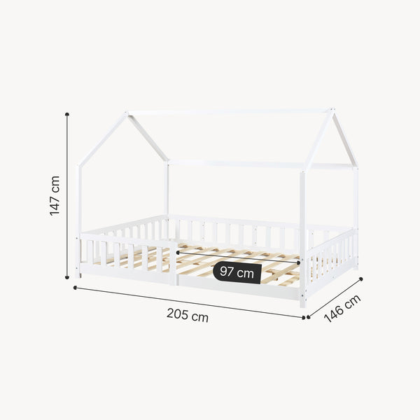 Cama casita Hesel con protección contra caídas [en.casa]
